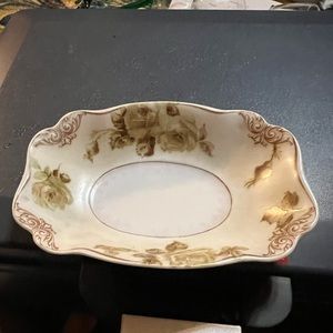 Antique Old Ivory Silesia relish dish, Ohme